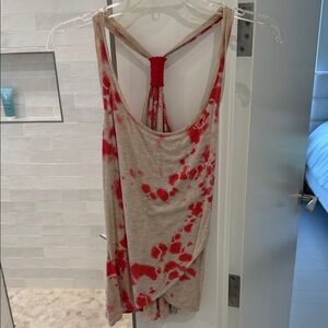 Orange and Beige Tie-Dye Tank Top